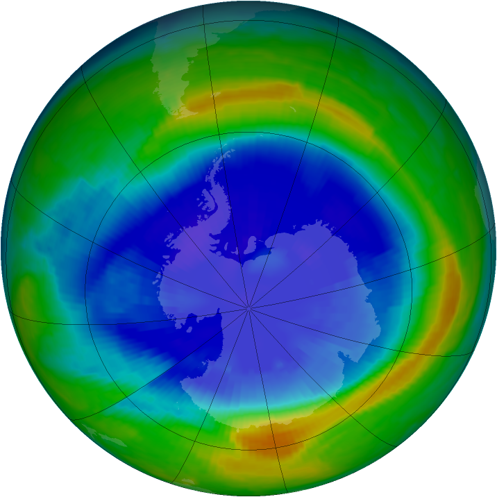 Antarctic ozone map for 08 September 1997